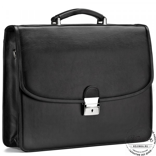 Кожаный портфель "Брест" (черный). фото 1